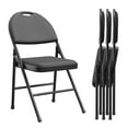thumbnail image 3 of CazToi Juego de 4 sillas plegables de respaldo alto con asiento acolchado de cuero PU, sillas portátiles plegables beige para comedor y eventos, 3 of 9
