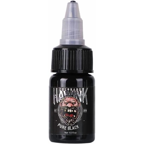 Tattoo Ink, 1/2oz (15ml) Tattoo Supply Ink USA Vegan Pigment linnig Pure Black TI203-15-001