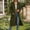 01 Green, variant on Fewfanhot Women Fall Clothes Classic Coat Lapel Collar Open Front Belted Long Jacket
