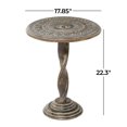 thumbnail image 4 of DecMode 18" x 22" Brown Mango Wood Handmade Intricately Carved Floral Accent Table with Spiral Pedestal, 1-Piece, 4 of 8