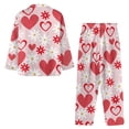 thumbnail image 2 of Renewold Loose Fitting Button Pajams for Women Long Sleeve Tee & Pants Buttom Set Size XL 2 Pieces Valentine's Day Daisy Red Hearts Sleepwear Pullover Tops, 2 of 6
