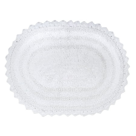 White Small Oval Crochet Bath Mat
