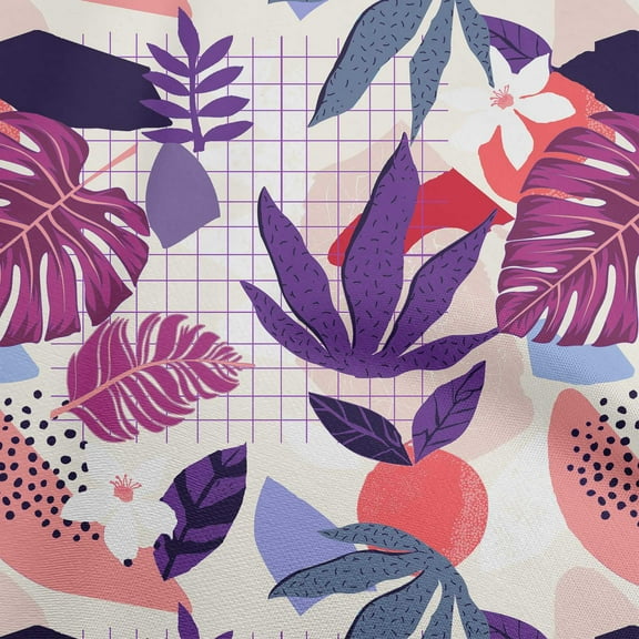 oneOone Cotton Silk Purple Fabric Tropical Fabric For Sewing Printed Craft Fabric By The Yard 42 Inch Wide