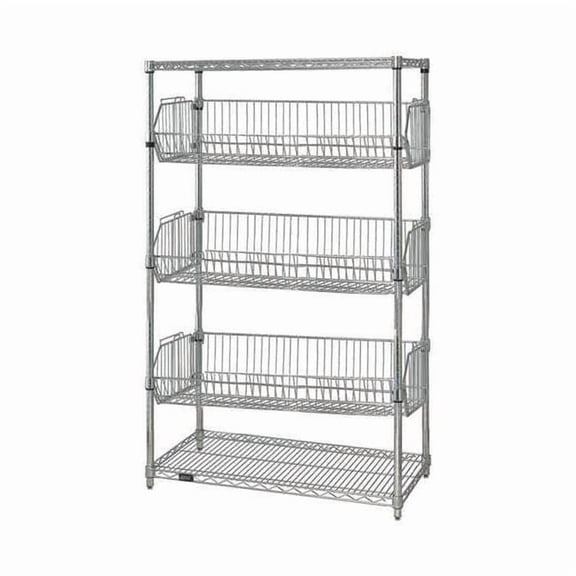 Wire Shelving Unit, 24"D x 48"W x 63"H, 2 Shelves, Chrome 45VY05
