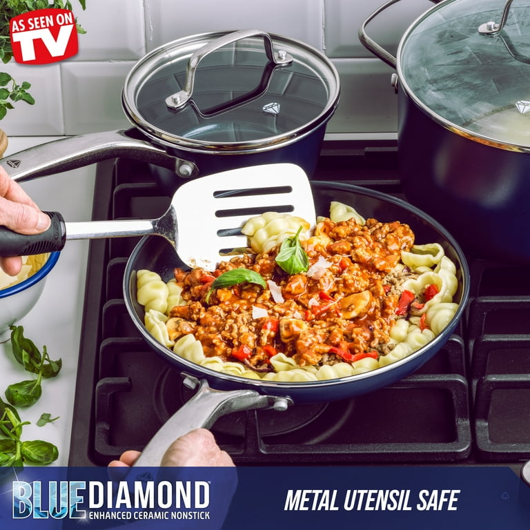 Blue Diamond Cookware Diamond-infused Ceramic Non-stick Pot, 14-piece  Cookware Pot and Pot Cover Oven-safe