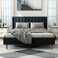thumbnail image 3 of alazyhome Queen Size Upholstered Platform Bed Frame, Easy Assemble, Black, 3 of 7