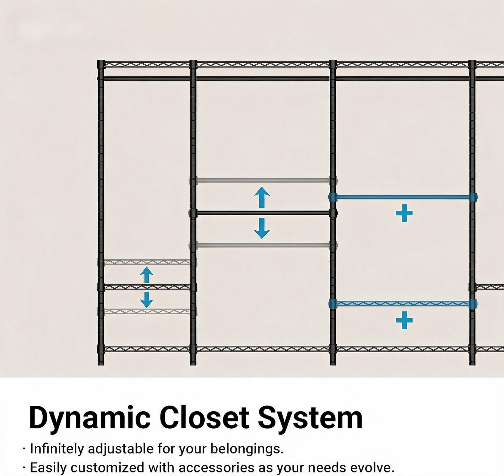 Sailvan 640LBS Heavy Duty Rolling Clothes Rack, 47" Garment Rack with Wheels, Metal Freestanding Portable Closet, 2 Hanging Rods & 3 Shelves,Black