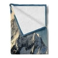thumbnail image 2 of Mountain Soft Flannel Fleece Throw Blanket, Snowy Mountain Summit Clouds in the Sky Tranquility in Wild Nature Theme, Cozy Plush for Indoor and Outdoor Use, 50" x 70", White Black Blue, by Ambesonne, 2 of 5