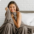 thumbnail image 3 of Bare Home Luxurious Ultra Soft Premium Microplush Fleece Blanket, King, Taupe, 3 of 5