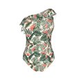 thumbnail image 4 of Yiaed Palm Trees and Tropical Print Women One Piece Swimsuits Tummy Control One Shoulder Bathing Suits Pattern Ruffle Swimwear-Small, 4 of 8