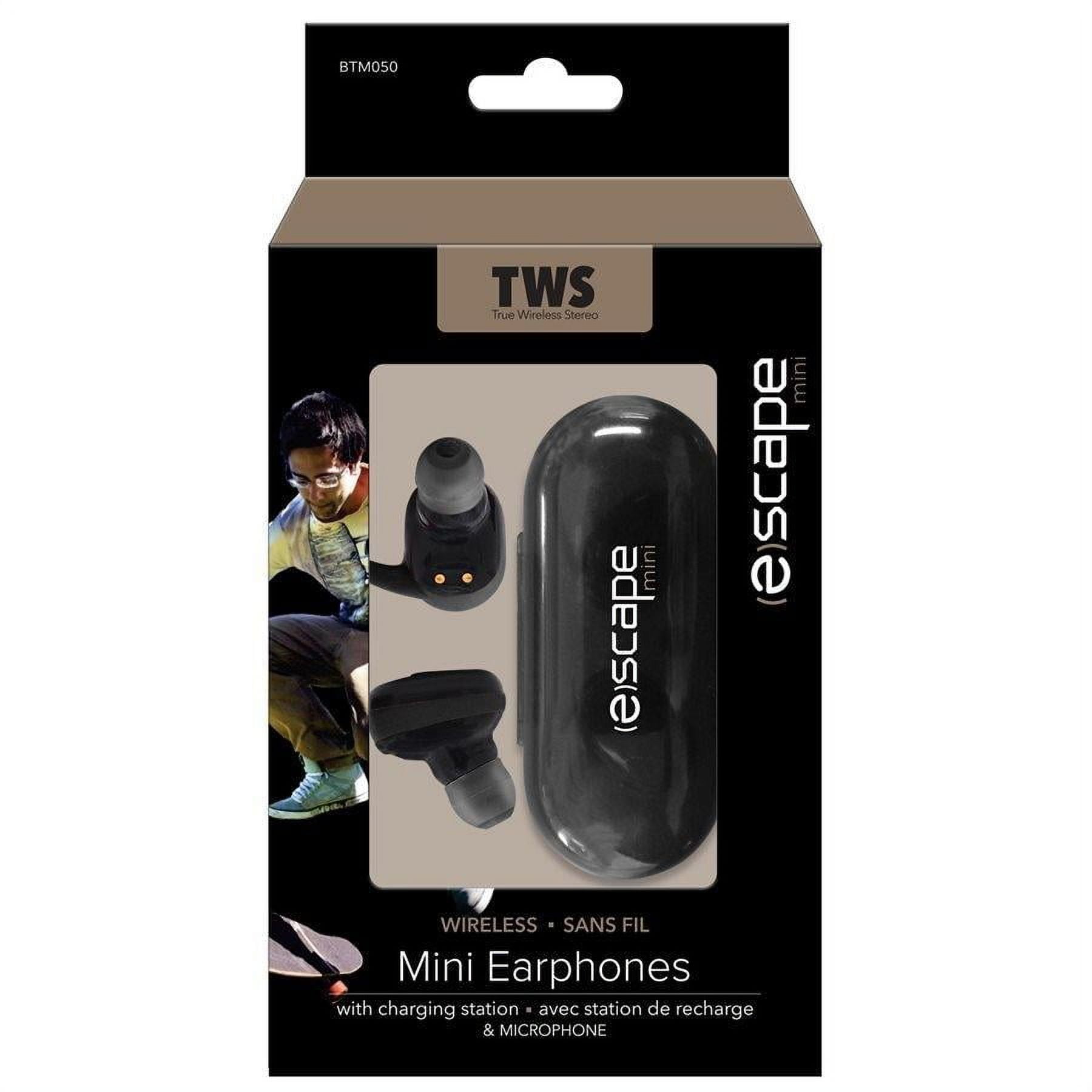 Escape BTM050 Mini Wireless Stereo Bluetooth Earphones With Charging Station Black