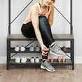 thumbnail image 6 of ChaoLink Coat Rack Shoe Bench Industrial Hall Tree Storage Bench for Entryway Wood Look Accent Large Shoe Rack Bench with Storage Shelf Hanging Bar,8 Hooks Grey 39.9inx15.7inx72inGray, 6 of 8