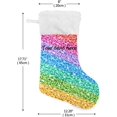 thumbnail image 2 of Colorful Rainbow Glitter Christmas Stockings Sparkle Christmas Presonalized Large Stocking Sock, Set of 1 Xmas Party Winter Decor Candy Bag Family Holiday Gift, 17.7 Inch, 2 of 7