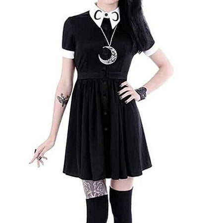 

Dresses for Women Sweater Dress Women Print Gothic Punk Slim Fit Black Button Down Short Sleeve Mini Dress Maternity Dress for Photoshoot Long Sleeve Dress Clearance 2023 Black 2XL
