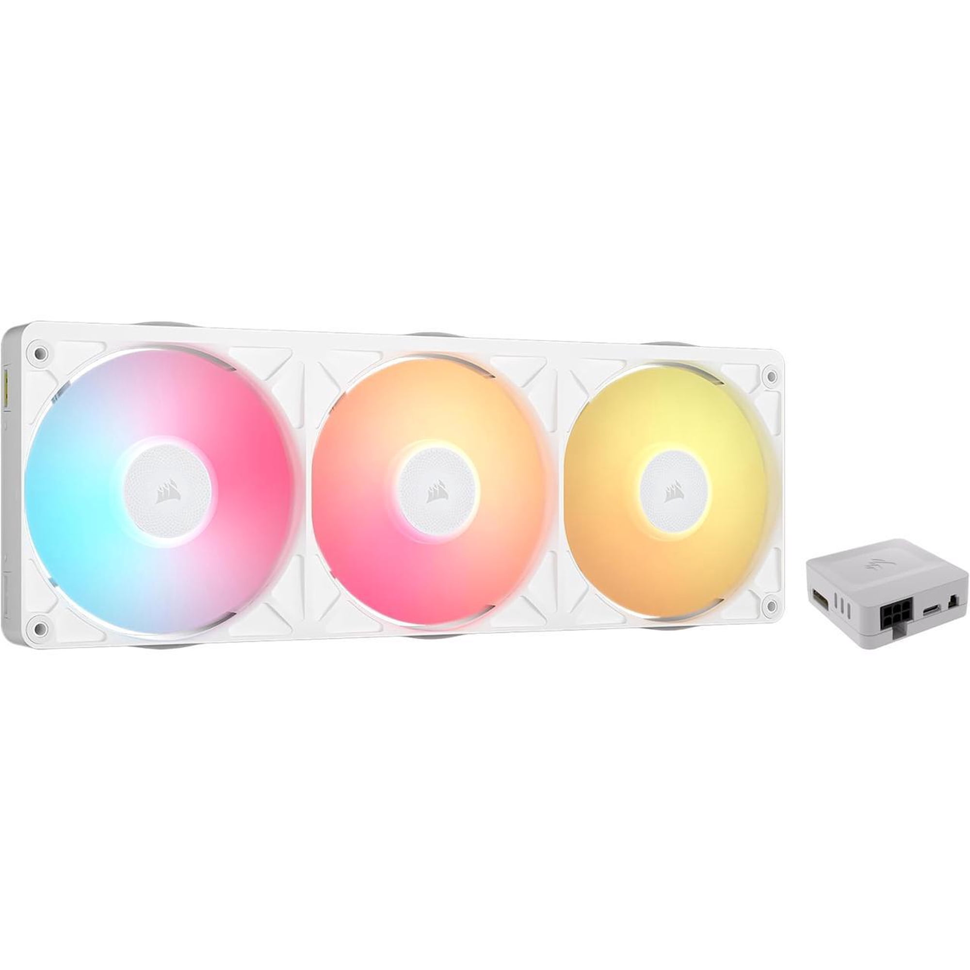 CORSAIR iCUE LINK RX360 II RGB PWM Fans with System Hub - Unified Frame - White - Optimized for Quiet Operation - Up to 2,100 RPM - 8 RGB LEDs per Fan - iCUE LINK System Hub Included