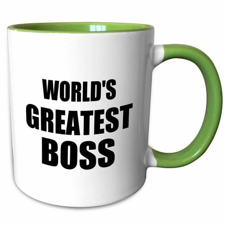 3dRose Worlds Greatest Boss. black text. great design for the best boss ever - Two Tone Green Mug, (The Best Text Tones)