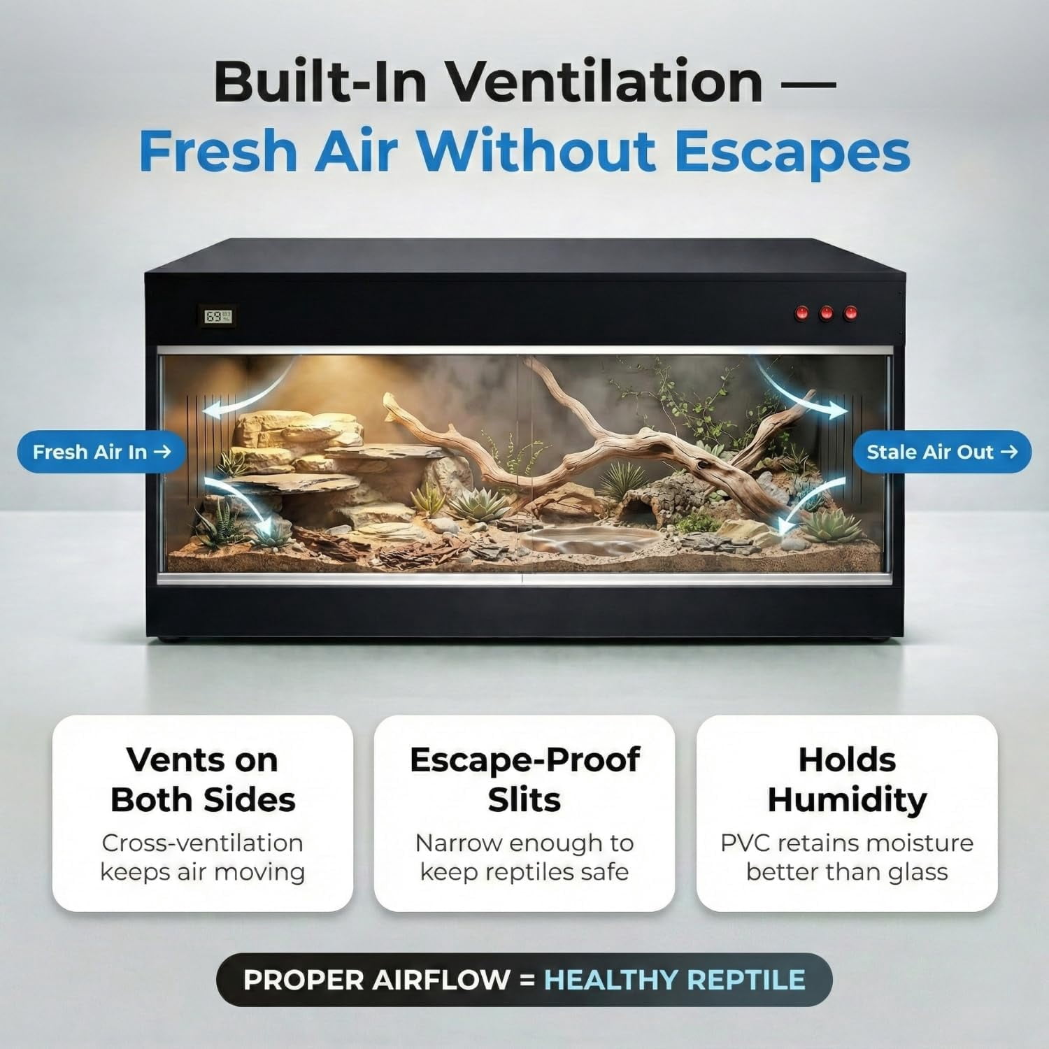 120 Gallon Bearded Dragon Tank - 4x2x2 ft Reptile Enclosure with Sliding Glass Doors and Ventilation 48x24x24 Inch Terrarium for Bearded Dragon, Leopard Gecko, Snakes, Lizards, Tortoise, and Reptiles