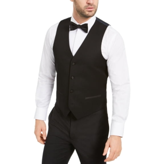 Alfani Mens Slim fit Button-Up Suit Vest Large Black Stretch
