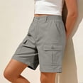 thumbnail image 6 of Gym Shorts Women New Women's Cargo Shorts Elastic Waist Loose Shorts with Multi Pocket Summer Outdoor Hiking Workout Sports Shorts Gray S, 6 of 7