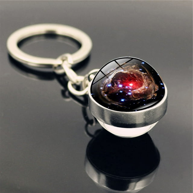 FcBaudy Keychains for Women,Wallet Keychain,Car Keychain,Cute Keychain Solar System Milk y Way Nebula Double Sided Glass Keychain Keychain Keychain