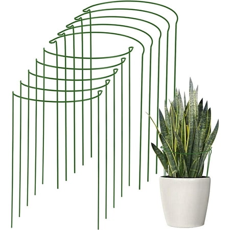 Xizioo 10 Pack Plant Support Stake, 15.7 Inches Metal Garden Plant ...