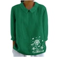 thumbnail image 2 of Fznquz Work Blouses for Women 2025 Green Collared Long Sleeve Floral Shirts Dressy Casual Fall Shirts for Women, 2 of 4