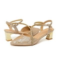 thumbnail image 6 of kkdom Womens Sandals Heels Pumps Closed Pointed Toe Block Heels Slingback Casual Chunky Heels Office Shoes Gold Size 5.5, 6 of 6
