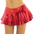 thumbnail image 4 of iiniim Jupe Mini Métallique Brillante pour Femmes, Jupe Patineuse en Latex Plissée, Soirée Rave, Clubwear Rouge TG, 4 of 7