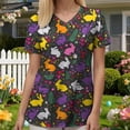 thumbnail image 5 of GEWSEY Scrubs for Women Tops Easter Print Shirt V Neck Cartoon Pattern Short Sleeve Nursing Uniform with Pockets (Dark Gray, XXL), 5 of 7