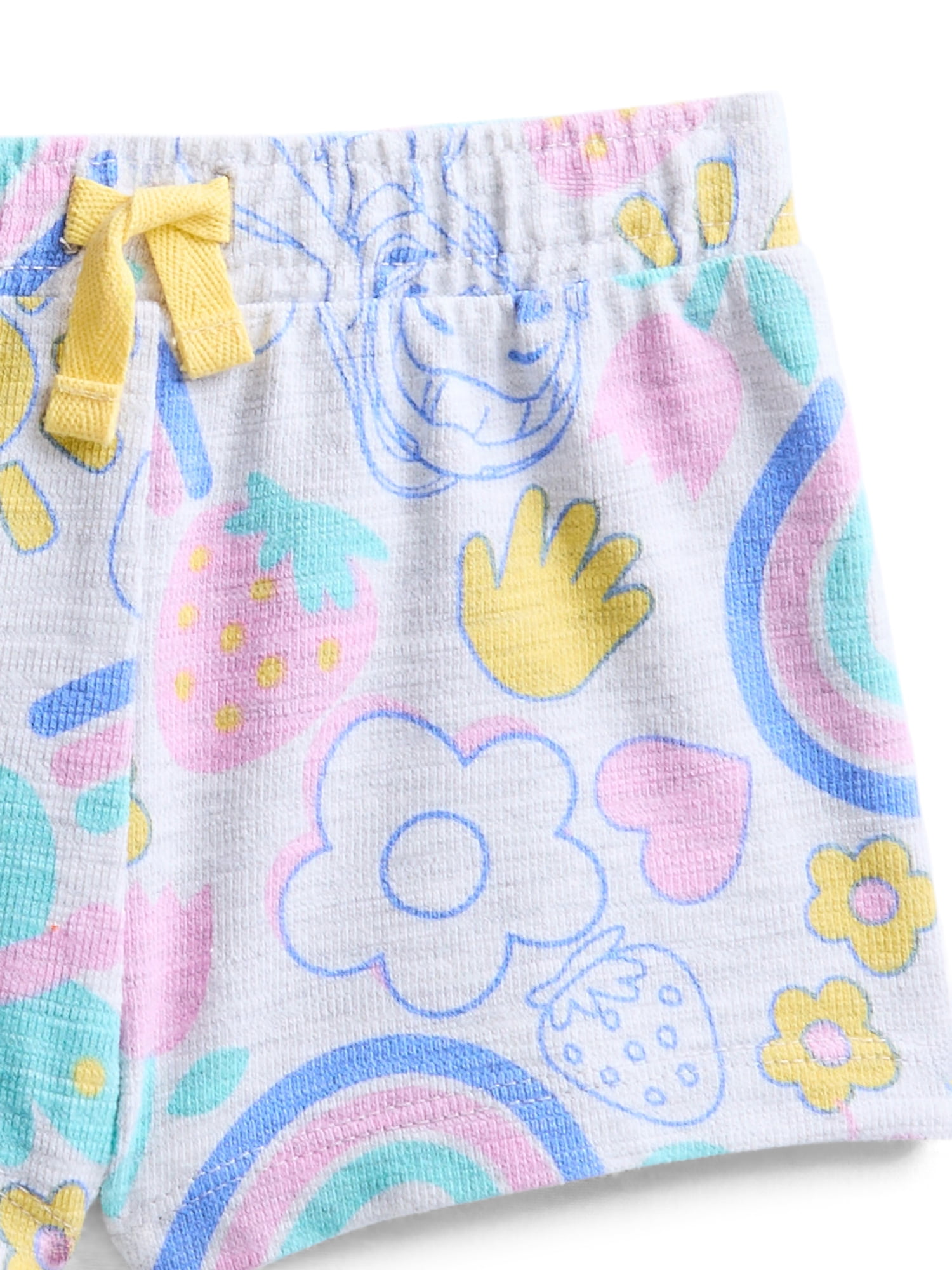 Ms. Rachel Baby Girls' Allover Print Short Sleeve Tee and Matching Shorts Set, 2-Piece, 0/2M-6/9M
