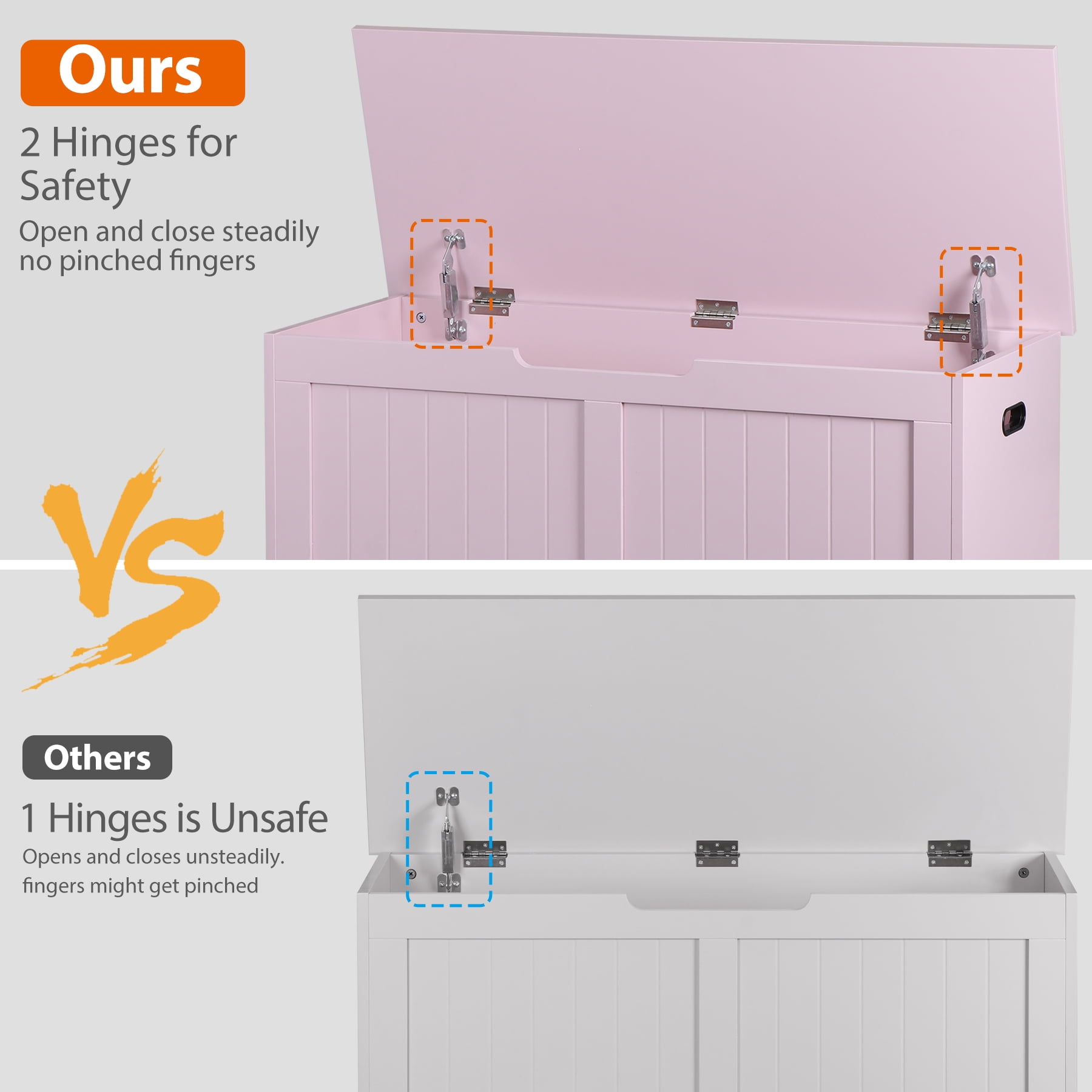 ZenSports 39''L Wooden Storage Chest Bench Box W/Safety Hinged Lid for Entryway, Bedroom Pink