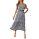 thumbnail image 1 of Vestido PRETTYGARDEN Cruzado con Volantes, Maxi Floral Negro Talla M, 1 of 6