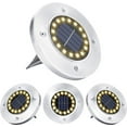 thumbnail image 1 of CHAO Lámpara solar para exteriores, 4 piezas, 16 LED, luz blanca cálida, resistente al agua, luz solar de acero inoxidable, para patio, jardín, camino, garaje, entrada, decoración, lámparas, 1 of 5