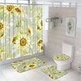 Autumn Sunflower Daisy Shower Curtain Set Blooming Flower Floral Leaves
