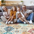 thumbnail image 3 of Memoryfield Machine Washable Area Rug 5' x 7', Non-Slip Backing, Soft Stain Resistant and Low Pile Faux Wool Accent Carpet, Vintage Printed Rugs for Living Room, Bedroom, Orange, 3 of 8