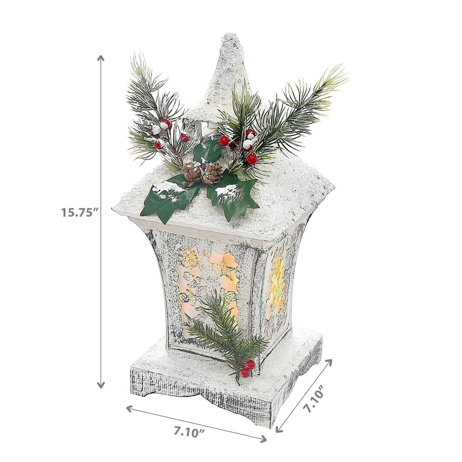 Christmas Led Snow Covered Snowflake Lantern 16"