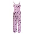 thumbnail image 4 of Puntoco Ropa de dormir para mujer Pijamas de tirantes con estampado de amor a la moda para mujer Pantalones Ropa para el hogar Conjuntos de pijama, 4 of 5