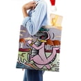 thumbnail image 4 of Wally Gator Bolso de tela con estampado de lienzo para mujer, bolsa de compras reutilizable y estética, con cremallera interior, regalo para mujer,40*45cm., 4 of 6