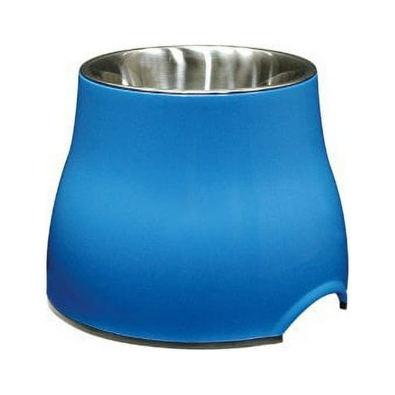 Dog It Elevated Dog Dish Blue Plastic w/Metal Non Slip Large 30.4oz, 8.75"x6.5"H