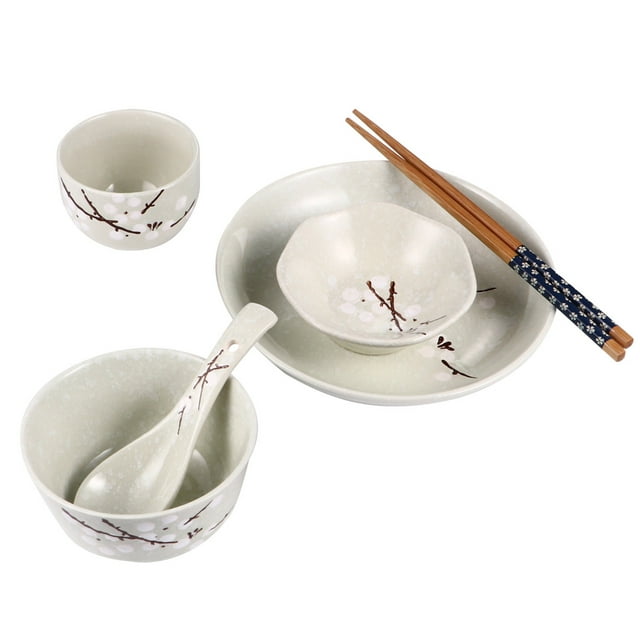 1 Set 6 Pcs Household Ceramic Tableware Japanese Style Tableware for Single