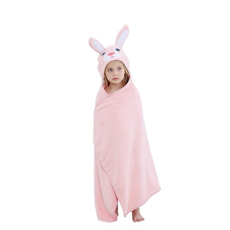 

QWERTYU Newborn Infant Toddler Baby Child Fleece Cartoon Wrap Hooded Sleeveless Robes for Girl Boy Winter Warm 0-6Y