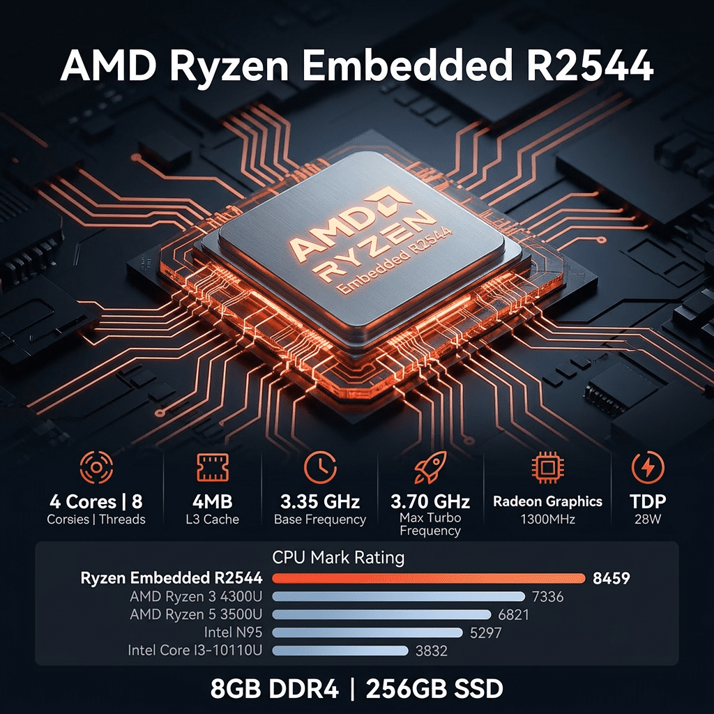 NIPOGI P1 Mini Business Desktop Computer,AMD Ryzen Embedded R2544