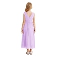 thumbnail image 2 of Alvivi Kids Junior Girl Bridesmaid Wedding Dress Sleeveless V Neck Long A-Line Summer Dresses Lavender 8, 2 of 7