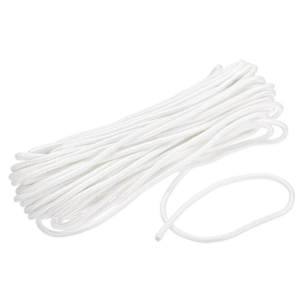 Unique Bargains Uxcell Nylon Rope Solid Braided 1 Roll Of 0.19 Inch X 98.4 Foot White 5mm X 30m