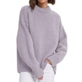 thumbnail image 2 of Suéter PRETTYGARDEN Cuello Redondo Manga Larga Tejido Acogedor Gris Morado Talle S, 2 of 4