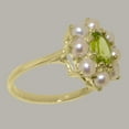 thumbnail image 3 of LBG British Made 14k Yellow Gold Natural Peridot & Cultured Pearl Womens Promise Ring - 33 size options - Size 6, 3 of 6