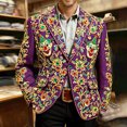 thumbnail image 5 of IWRICH Men's Mardi Gras Corduroy Printed Blazer Carnival Casual Holiday Suit Jacket Rave Party Holiday Coat with Pocket 03-Purple M, 5 of 5