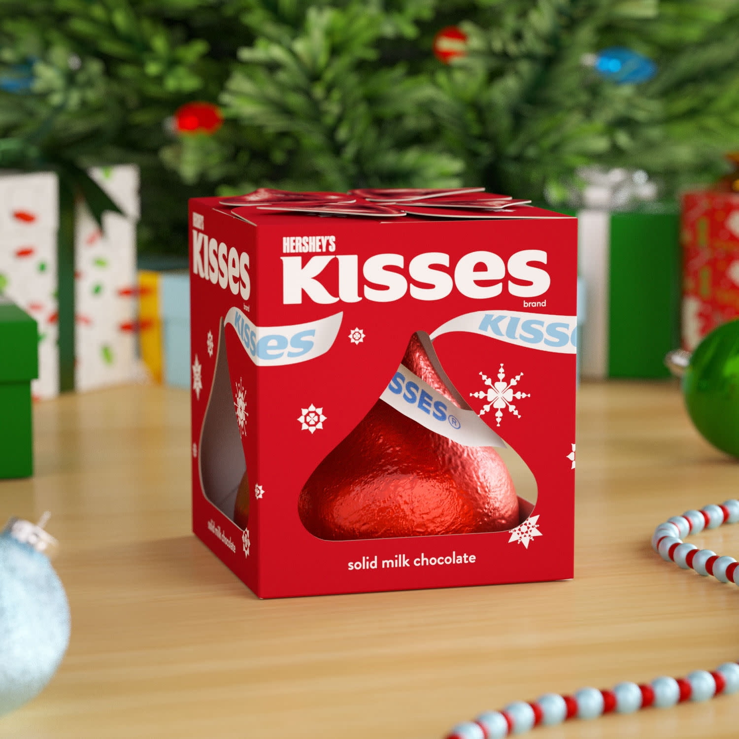 (2 pack) Hershey's Kisses Solid Milk Chocolate Christmas Candy Stocking Stuffers, Gift Box 7 oz