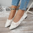 thumbnail image 6 of Miluxas Womens Flats Flower Embroideried Lace Ballet Flats Pointed Toe Comfortable Dress Shoes for Women Beige 9.5(43), 6 of 8