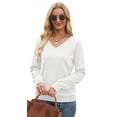 thumbnail image 5 of Ronuti Sweaters for Women V Neck Long Sleeve Casual Fall Tops Crochet Knit Lightweight Pullover Fashion Clothes 2026, 5 of 11